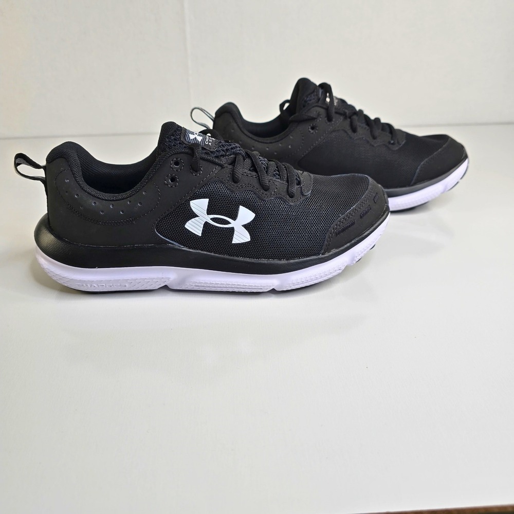 Under Armour Charged Assert 10 Black White Running Shoes 3026179-001 Mens 6.5